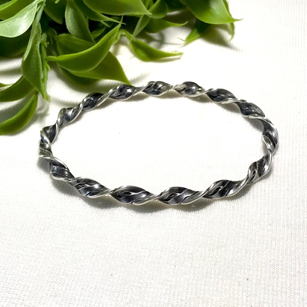 Unique Sterling Silver Twisted Bangle - image 2